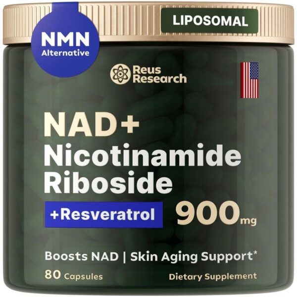 NAD+ Supplement 80 Capsules- 900mg Nicotinamide Riboside & Resveratrol - High-Purity Formula for Anti-Aging, Energy, and Focus - 图片 2