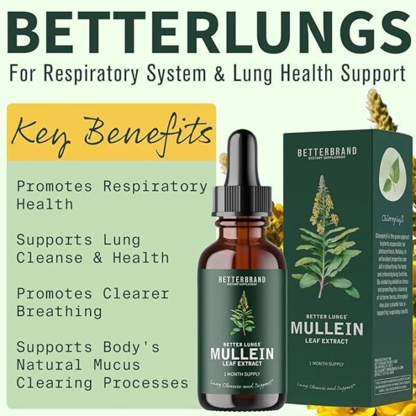 BetterBrand Mullein Lung Support Supplement - 2-Pack Bundle, Natural Respiratory Cleanse & Detox, Herbal Lung Health Formula - 图片 3