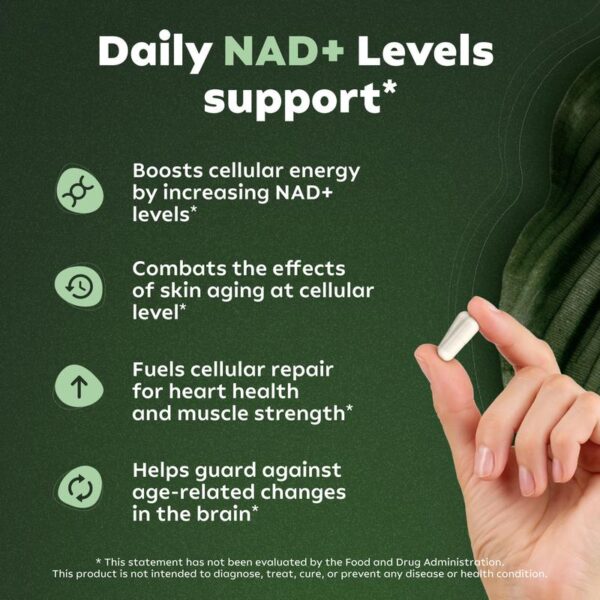 NAD+ Supplement 80 Capsules- 900mg Nicotinamide Riboside & Resveratrol - High-Purity Formula for Anti-Aging, Energy, and Focus - 图片 3